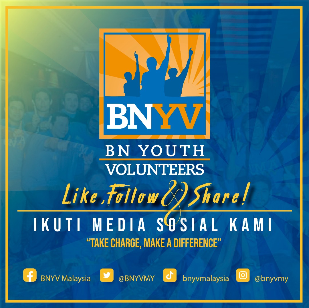 BNYVMY's tweet photo. JOM IKUTI MEDIA SOSIAL BARISAN NASIONAL YOUTH VOLUNTEERS (BNYV) MALAYSIA

Facebook : https://t.co/qJqQy0Nc1r

Twitter : https://t.co/jEND9CX88S

Instagram : https://t.co/IiaAJd65A7

TikTok : https://t.co/gtWrMtXlkV

TAKE CHARGE,  MAKE A DIFFERENCE 

#BNYV #SedekadBNYV #Undi18 https://t.co/VIlJGHddrt