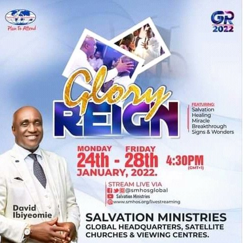 HTeekpana's tweet photo. It kicks off today. No reason is enough to miss this landmark event. Is another moment of convergence of believers for empowerment for a great harvest of souls in the body of Christ. 4:30pm is the time. Jesus will be glorified.

#GloryReign2022.
#DavidIbiyeomie
#Priest_David. https://t.co/XwgmeOgcE8