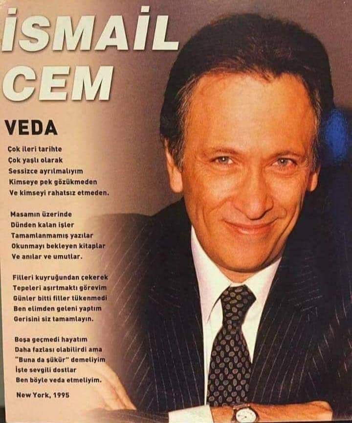 damla2006umut's tweet photo. Türk siyasi tarihinde nezaketli,dürüst ve tutarlı eylemleriyle örnek bir devlet adamı;#ATAMIZ’ın “#CihandaSulh” politikasını başarıyla uygulayan eski Dışişleri Bakanı
#İsmailCem’ i derin saygı ve minnetle anıyoruz…..
Ruhu şad olsun!… https://t.co/wROUiOtXUW