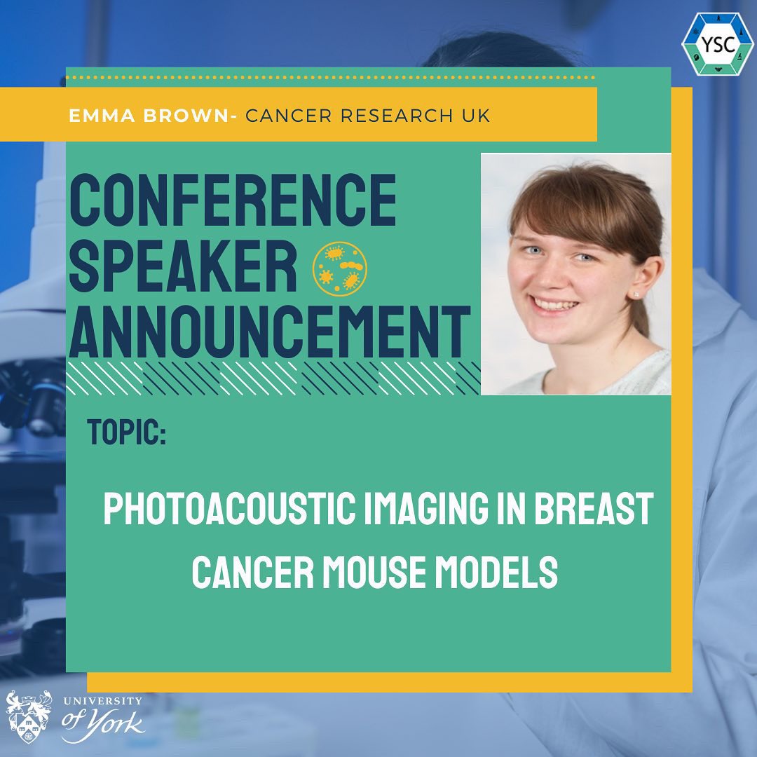 YorkSciCon's tweet photo. Announcing another one of our speakers, Emma Brown who will be talking about photo acoustic imaging in breast cancer mouse models! 🔬🥼REMINDER📢: Student panelist applications are closing TODAY! https://t.co/K6OZLaibLr