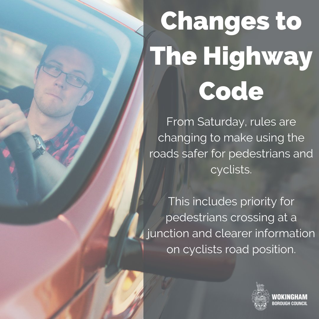 WokinghamBC's tweet photo. The Highway Code is changing 🚗 🚲

From this Saturday, a hierarchy of road users will come into force, aiming to make roads safer for those at greatest risk 🚛🏍

Make sure you are up to date with the changes here 👇👇

https://t.co/RRXOdTpKdC https://t.co/rwUUpJxOGe