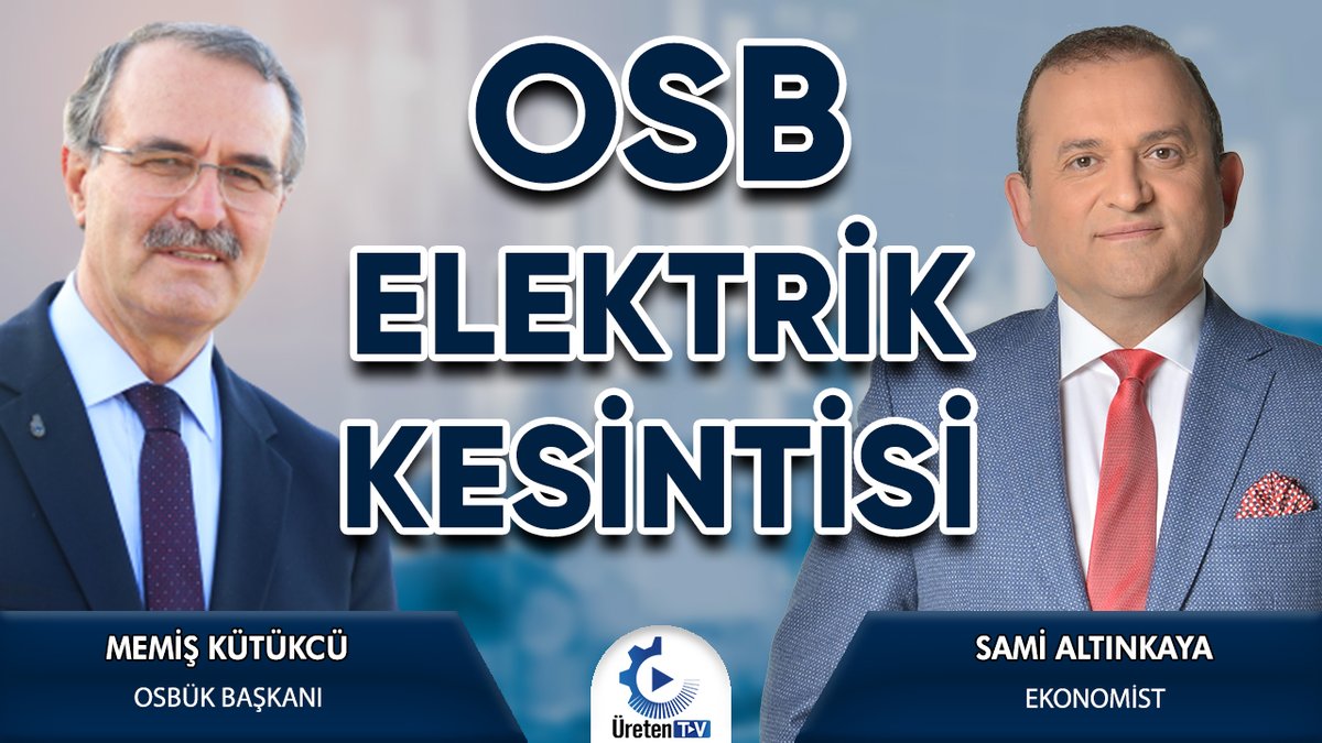 Uretentv's tweet photo. @Osbuk_org başkanı @MemisKutukcu ve @samialtinkaya ile olan videomuz bugün saat 16:00'da yayına girecektir. 

Link:

https://t.co/CpMBrZYaQZ

#sanayi #elektrik #elektrikkesintisi #osbük #fabrika #fatura https://t.co/28UhC5e3BO