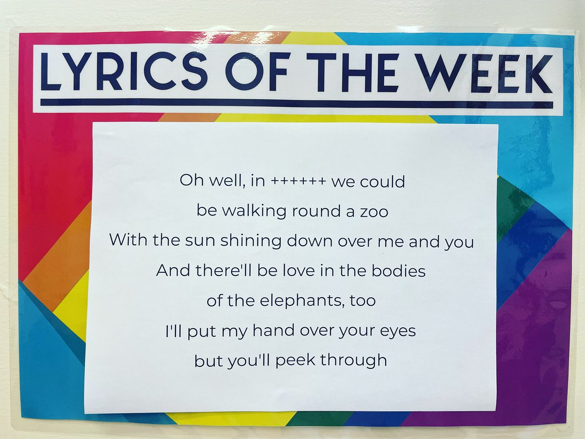 LYRICS OF THE WEEK 🎶 

Every week Mr Andrew’s does a lyrics of the week. The missing lyrics are a maths related word. Can you work out the missing lyrics this week? Comment if you think you know the answer! #lyricsoftheweek #felstedmaths #felstedschool #maths #felstedSTREAM