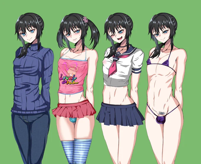 次回作のメス男子系寝取られCG集のキャラデザ
段々転落していく感じが描きたいな、って 