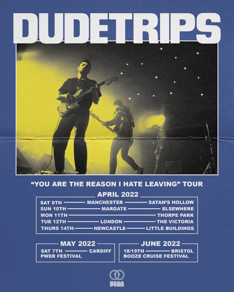 Dudetripsuk's tweet photo. Ayyyyy! We’re heading south and bringing the 🏴󠁧󠁢󠁳󠁣󠁴󠁿 emo charm for the ‘You Are The Reason I Hate Leaving’ Tour this April 🇬🇧🎉 

Tickets on sale Friday xo 

Poster by Vacant Spil
Photo by @HarcamPhoto https://t.co/b2QGiNNgF3