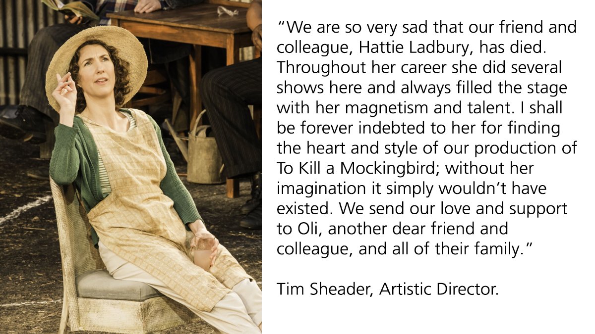 A statement from our Artistic Director, Timothy Sheader, on the sad news that our friend and colleague, Hattie Ladbury, has died.