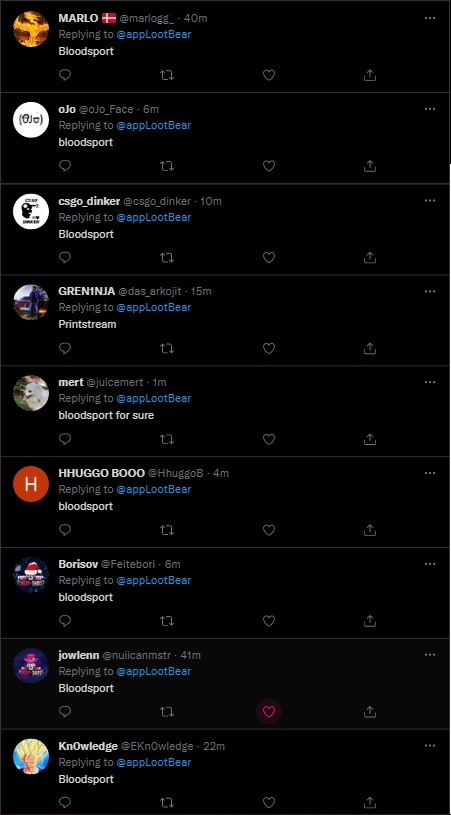 appLootBear's tweet image. okay okay statement has been made

I love the bloodsport, how is it being massacred like this? :(