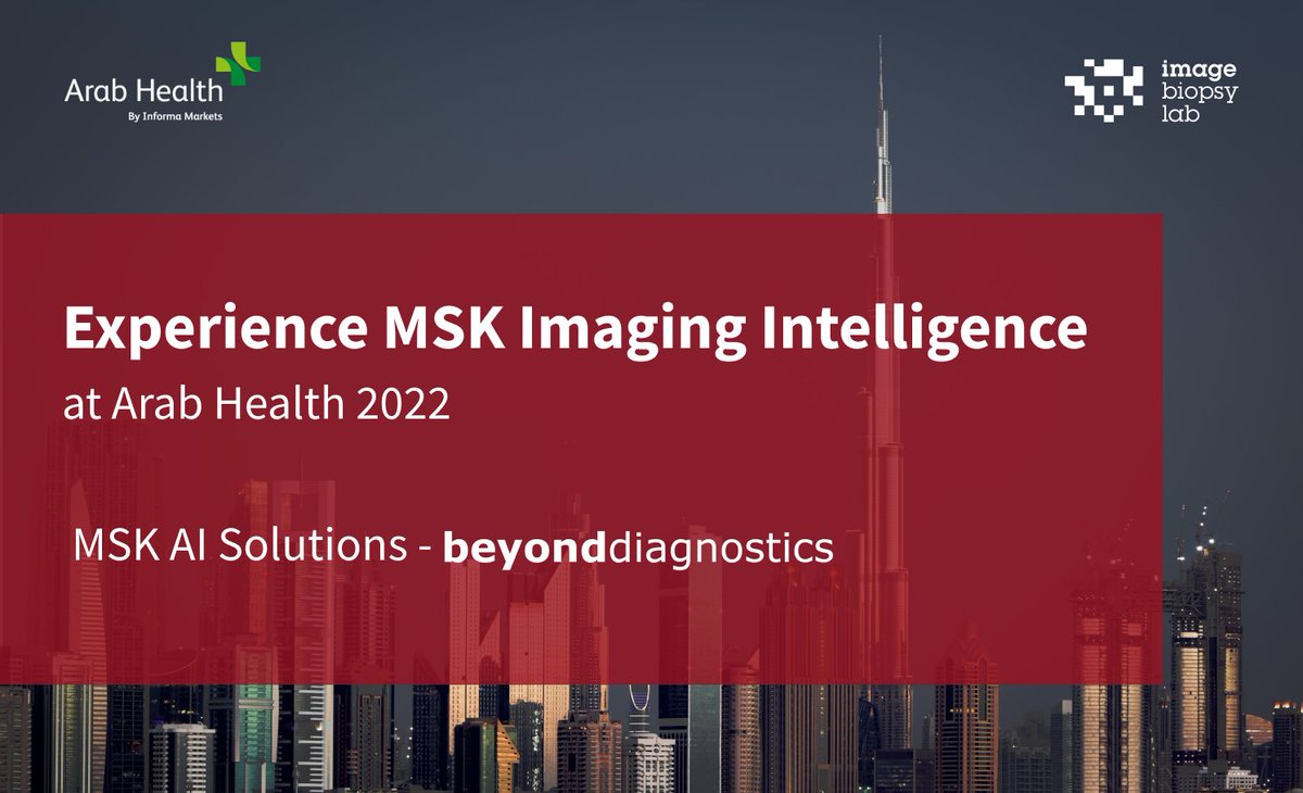 ImageBiopsy Lab (@imagebiopsylab) on Twitter photo Visit <a href="/ImageBiopsyLab/">ImageBiopsy Lab</a> at Arab Health Exhibition 2022 in #Dubai World Trade Center from January 24-27 and experience the #MSK Imaging Intelligence!
Stop by booth S1G9 & let Daniel showcase to you our #MSK-#AI solutions for knee, hip, leg, spine and bone age assessment! Visit <a href="/ImageBiopsyLab/">ImageBiopsy Lab</a> at Arab Health Exhibition 2022 in #Dubai World Trade Center from January 24-27 and experience the #MSK Imaging Intelligence!
Stop by booth S1G9 & let Daniel showcase to you our #MSK-#AI solutions for knee, hip, leg, spine and bone age assessment!