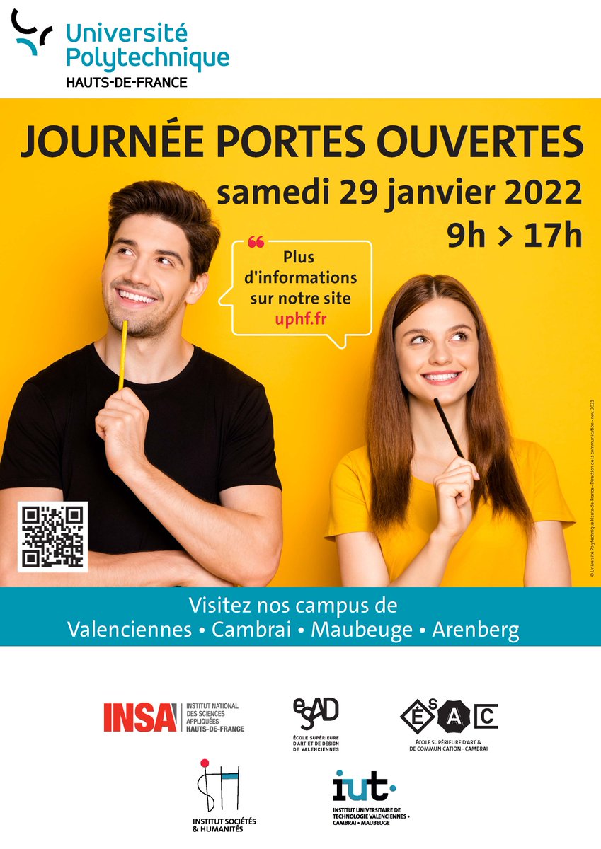 J-5 avant notre #journeeportesouvertes le 29/01 de 9h à 17h🎓

Toutes nos équipes sont mobilisées sur les campus de Valenciennes, Cambrai et Maubeuge pour vous faire découvrir l'Université dans les meilleures conditions possibles !

Infos sur uphf.fr