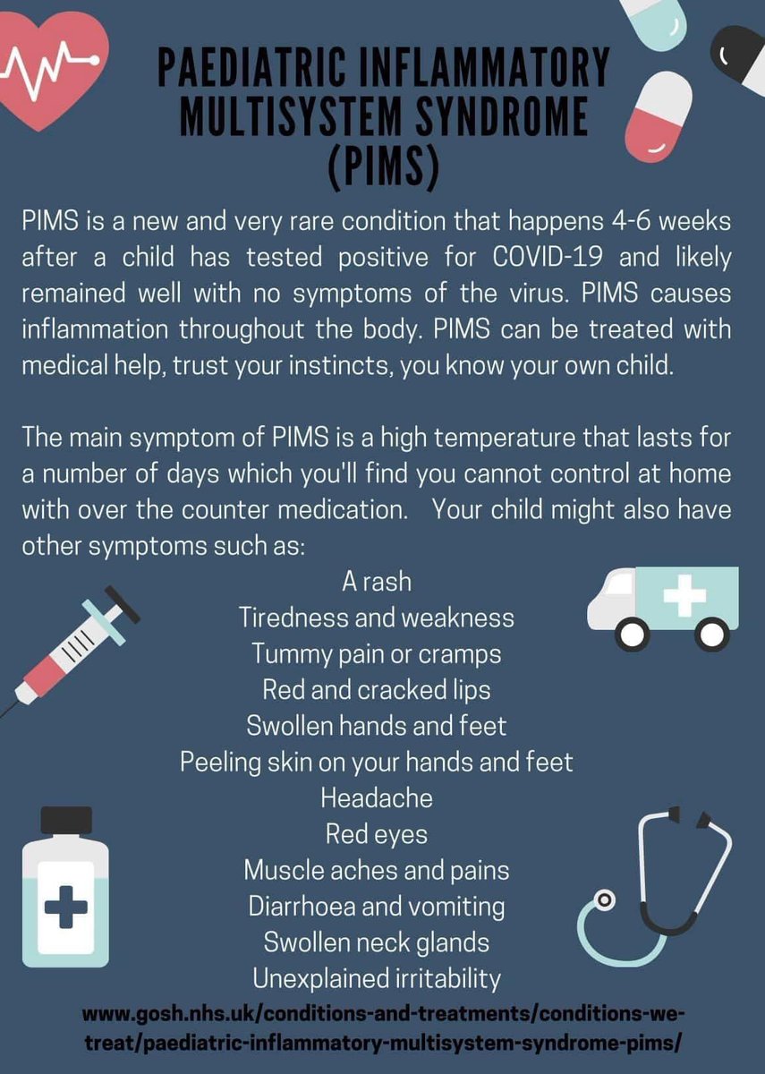 Useful infographic. Please RT. #PIMS #MISC #COVID19 #Children #inflammation #IVIG #fever #rash