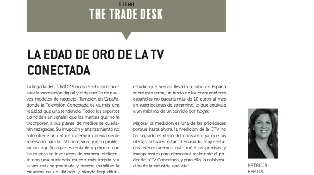 Los nuevos consumidores no solo se interesan por los contenidos de la televisión conectada, sino que además se observa un creciente interés por la publicidad bit.ly/3nShfVG <a href="/TheTradeDesk/">The Trade Desk</a> <a href="/nalopa/">Natalia Papiol</a>
#SmartTV #Television #Publicidad