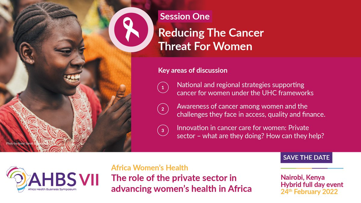 Join us on the 24th of February #AHBS2022 event ‘The role of the private sector in advancing women’s health in Africa’ where discussions will put a spotlight on Reducing the Cancer Threat for Women in Africa.

To register, sponsor &amp; learn more click here: lnkd.in/eGCisZC