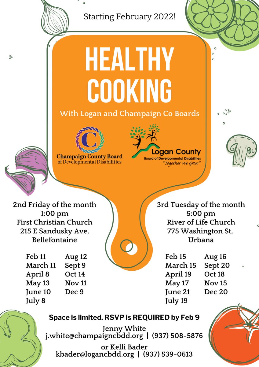 #CCBDD and #LoganCBDD collaborated for another new class! (FOR INDIVIDUALS SERVED BY THE COUNTY BOARDS) Learn some cooking skills, RSVP for #HealthyCooking. LIMTED SPACE. RSVP REQUIRED. Tell Jenny White or Kelli Bader which dates you plan to attend. See flyer for details. https://t.co/XsA865uOyJ