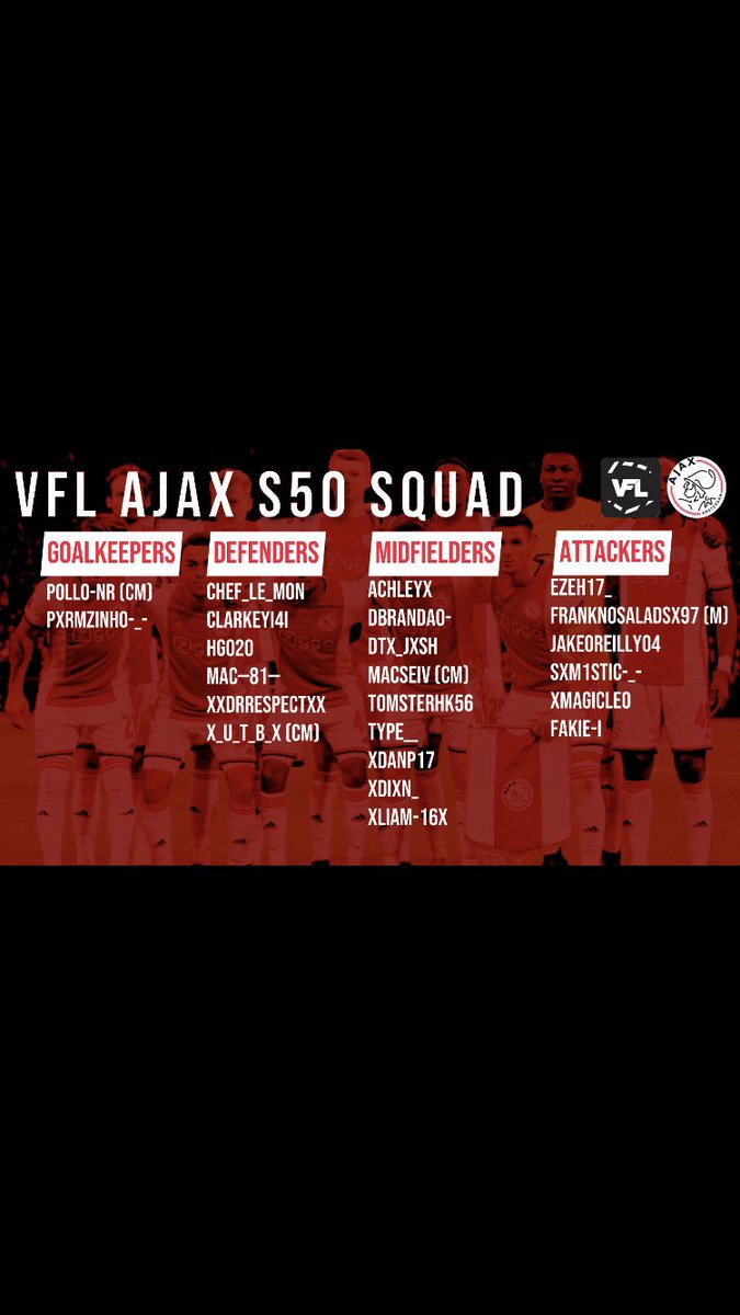 NotoriousXI1's tweet image. VFL Ajax S50🇳🇱🏆🏆🏆🤝

GFX- @xDanp17

CO - @615Pollo 

@TheVFL_  @TheVFLPlayerHub