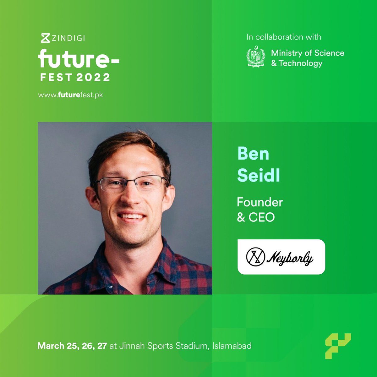 FutureFestPK's tweet photo. Meet our Speakers: Ben Seidl is the Founder and CEO at Neyborly, a real-estate tech company that gives companies access to short-term, turnkey commercial spaces.

Sign up at https://t.co/X1yfmTvHjr

@ben_seidl @neyborly

#FutureFestPK #FromPakistanWithTech https://t.co/BAepy18lNr