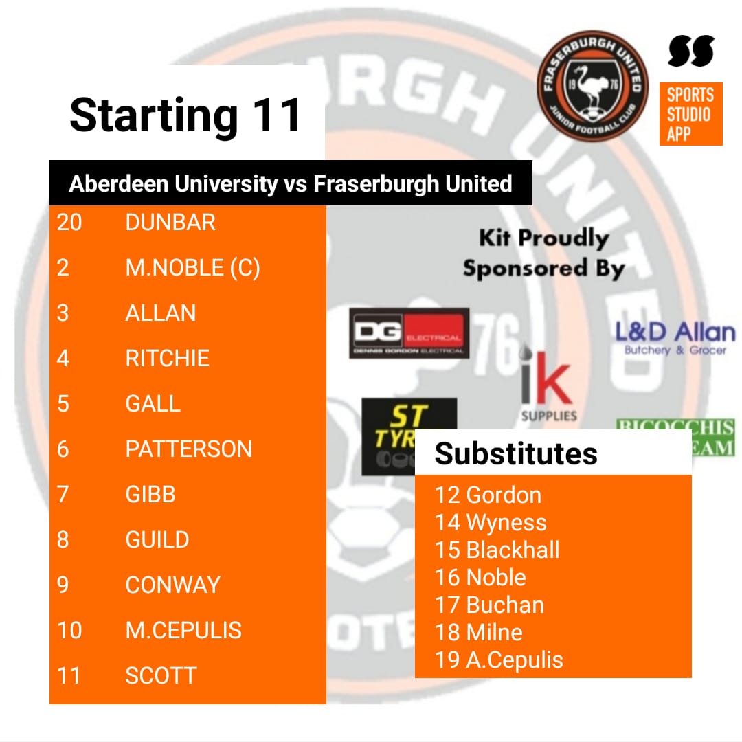 🏆 McBookies.com 1st Division 

🆚️ Aberdeen University 2-1 Fraserburgh United 

⚽️ Scorers - Gordon

ℹ A disappointing display in the 1st half was too little to late for United a 2 gaol deficit