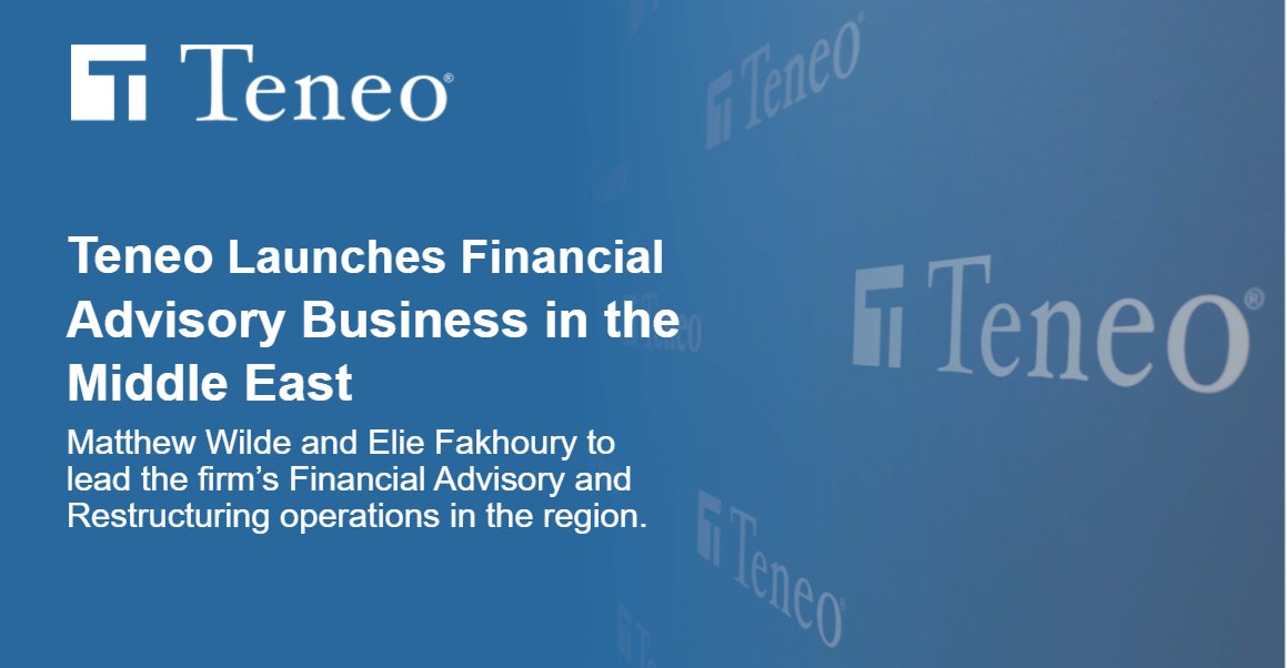 Teneo's tweet photo. We are pleased to announce the launch of Teneo’s Financial Advisory business in the Middle East with the appointments of Matthew Wilde and Elie Fakhoury. https://t.co/Yo4wyRc46N https://t.co/A7qV9KqeFZ
