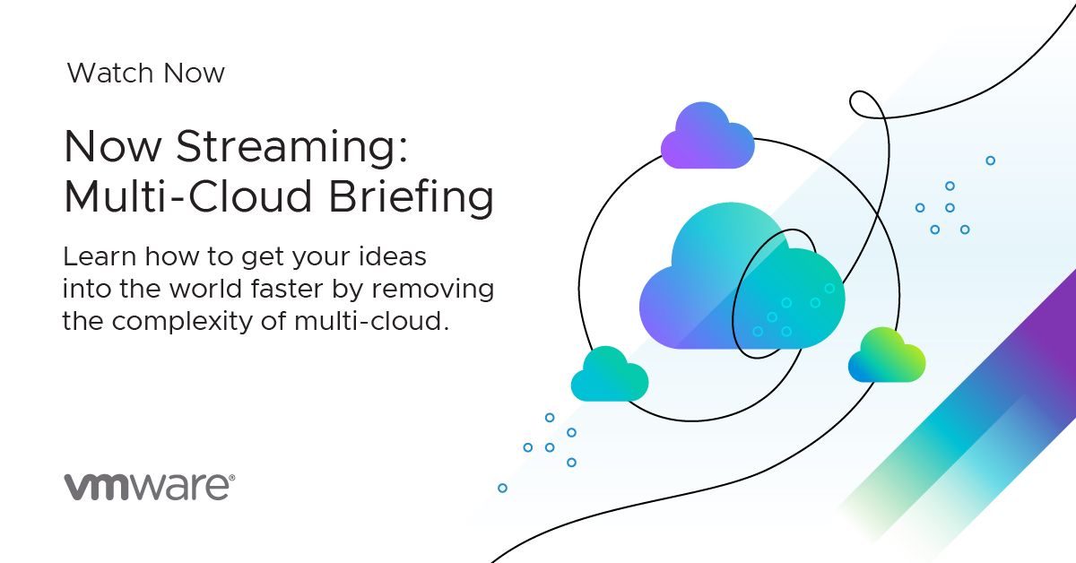 VMware's tweet photo. We're on Cloud 9 ☁️ for the new VMware #MultiCloud Briefing! Watch now for key insights from #VMware’s Vittorio Viarengo, @kitcolbert, @AmandaBlev and other industry experts @Cerner and @SnowflakeDB, with special opening from Dr. @michiokaku 

Stream Now: https://t.co/LhKL3ysTOl https://t.co/OcVIbdw8TK
