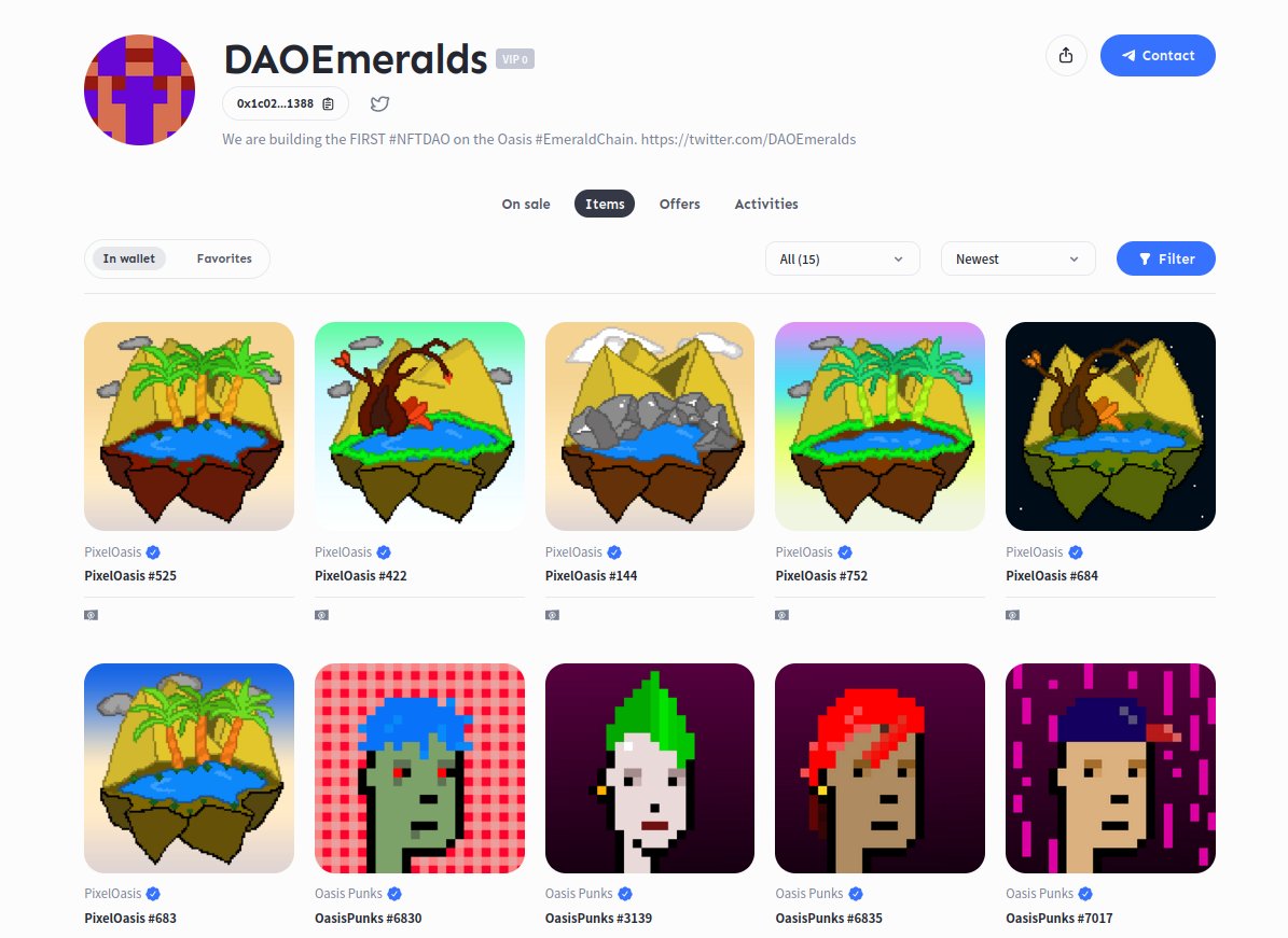 DAOEmeralds's tweet photo. π¨ We did it again... we swiped the floor! π¨ This time it was a great NFT project on #EmeraldChain that just listed their NFTs.
We just swiped @PixelOasisNFT #525 #422 #144 #752 #684 #683
π Our DAO wallet: https://t.co/uy8JToYHaz
The future starts today! #DAOEmeralds https://t.co/uZICztLP12