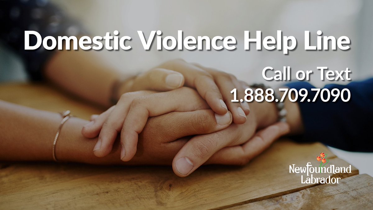 If you are experiencing violence, do not hesitate to reach out for help. The Domestic Violence Help Line is a province-wide, toll free number, and is call and text enabled. 1-888-709-7090. <a href="/WGE_GovNL/">Office of Women and Gender Equality</a> #GovNL