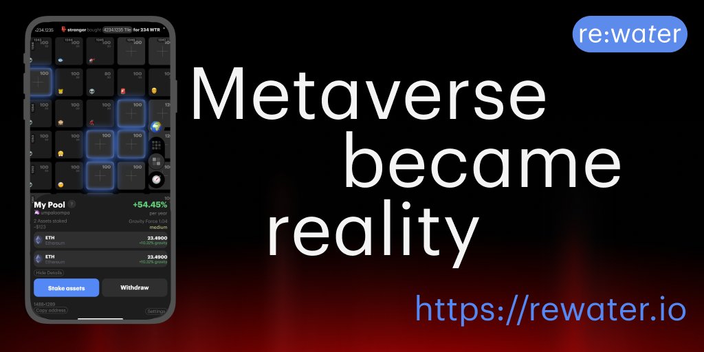 💧 re:water — the #metaverse of liquidity. The ultimate Colosseum for all crypto communities to compete. 🔹 Use *any token to gain utility 🔹 Fight for assets 🔹 Organic “mining” principle. Simplest ever. 🔹 Lead your community to crypto dominance. Act! rewater.io