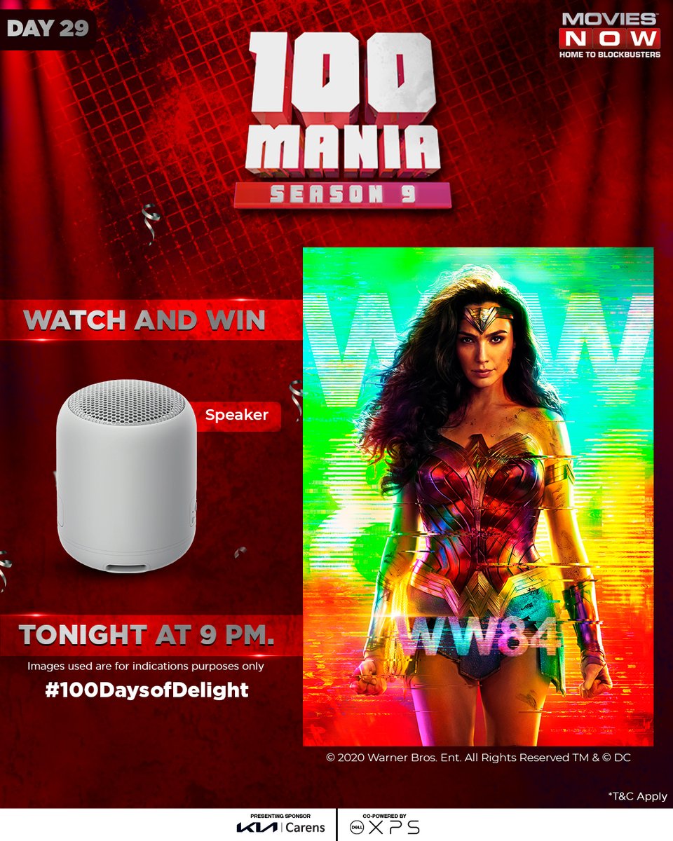 Diana is about to step into the spotlight and muster all her wisdom, strength, and courage to save mankind tonight on #100ManiaS9.
Tune in to Movies Now to watch 'Wonder Woman 1984' at 9 PM & stand a chance to win a speaker! 

*T&Cs Apply 

#100ManiaS9 #100DaysOfDelight https://t.co/CMe7SgZ1Yf
