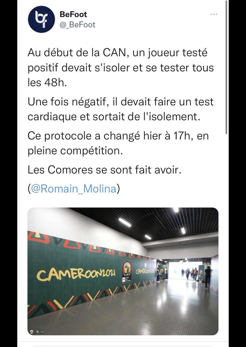 WTonight13's tweet photo. Les Comores ce sont fait avoir c’est plus la CAN c’est Squidgame Ali ahmada #CAN2021 #aliahmada #Comores #Cameroun #molina #Le Cameroun #CAF #COVID19 https://t.co/LNG5Nwi2kd