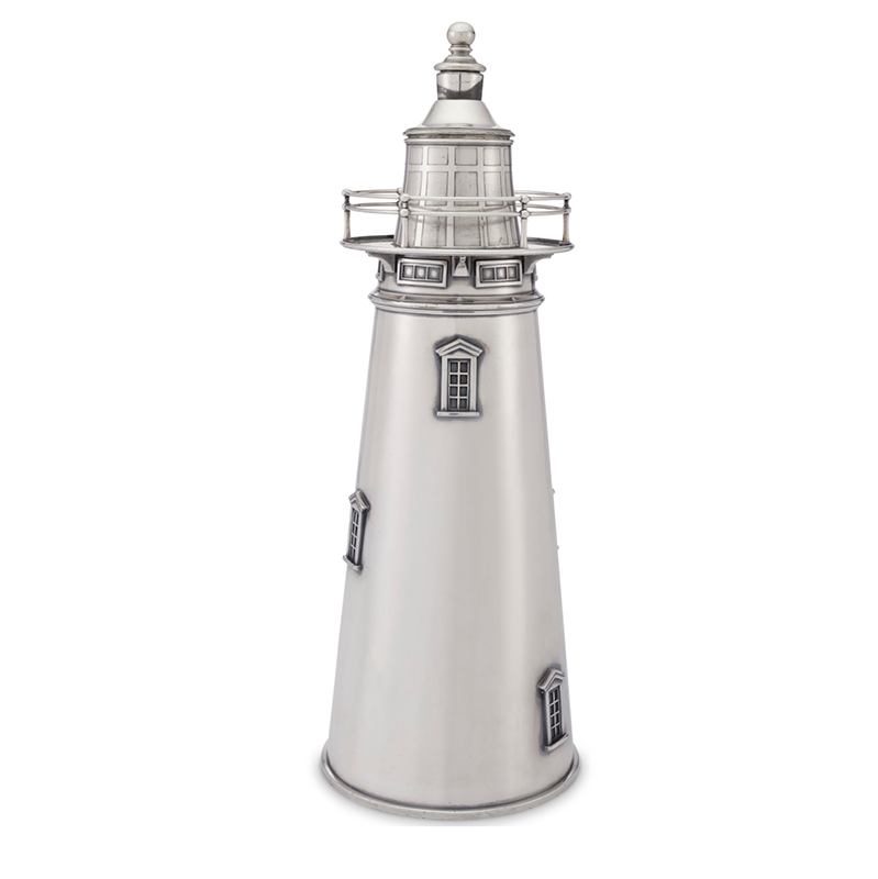 AntiquesMag's tweet photo. Time for a Cape Cod on the rocks? This charming silver plate lighthouse is actually a cocktail shaker and takes the form of the Boston Light. 

Meriden Silver Plate Company, Cocktail Shaker, Silver plated metal, 1930. 

@ChristiesInc
#AntiqueOfTheDay https://t.co/3NzT2GTDD6