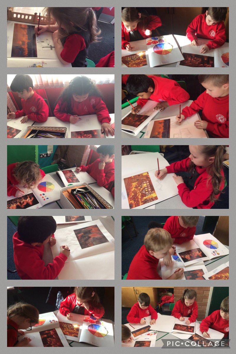 Year2bsprimary's tweet photo. ‘The Great Fire of London’ artwork 🎨 https://t.co/iMAnmPdkj7
