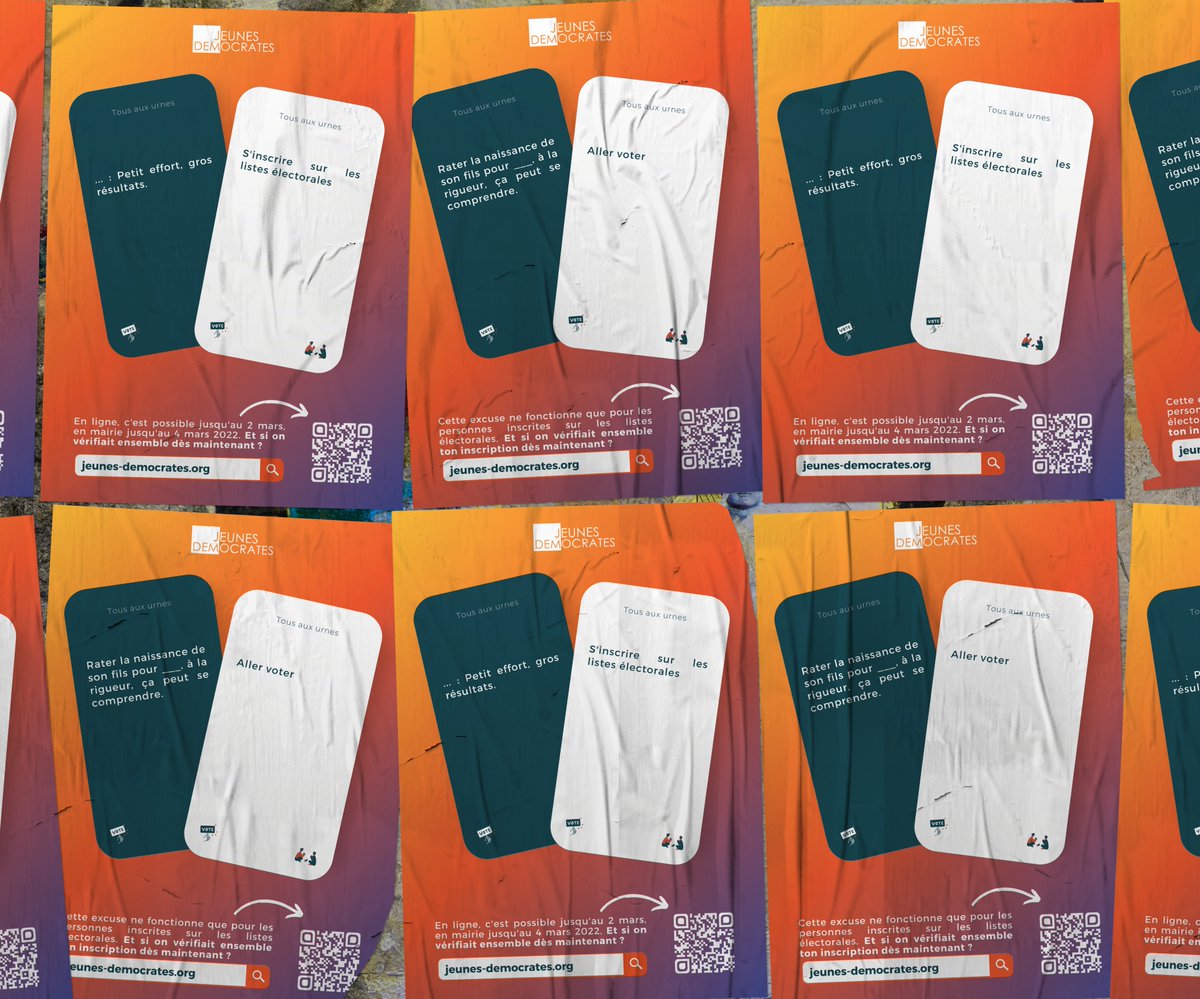 J_Democrates's tweet image. 📣Pendant 5 semaines et partout en France, les @J_Democrates se mobilisent contre l’abstention.
Où, comment et jusqu’à quand t’inscrire sur les listes électorales pour voter en 2022, nous te donnons toutes les cartes🤗pour y parvenir➡️ jeunes-democrates.org #JeMInscrisJeVote 🗳