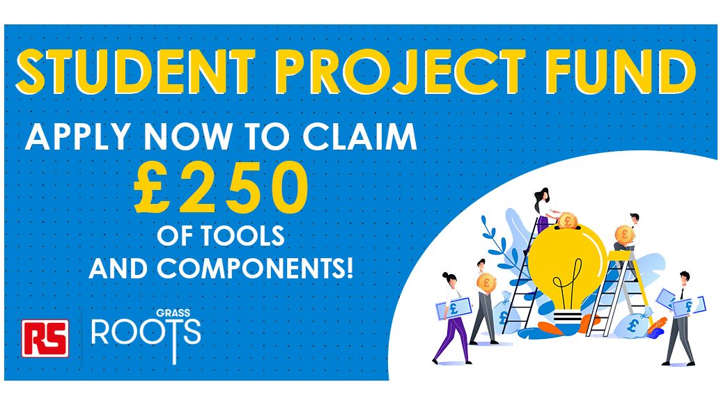 RSDesignSpark's tweet photo. Don't delay as entry closes to The Grass Roots Student Project Fund on the 31st January, where successful applicants could receive up to £250 in RS Components, tools, and components. https://t.co/oGemKB0bGD
#StudentProjectFund #RSGrassRoots https://t.co/1xC9VbzKZf