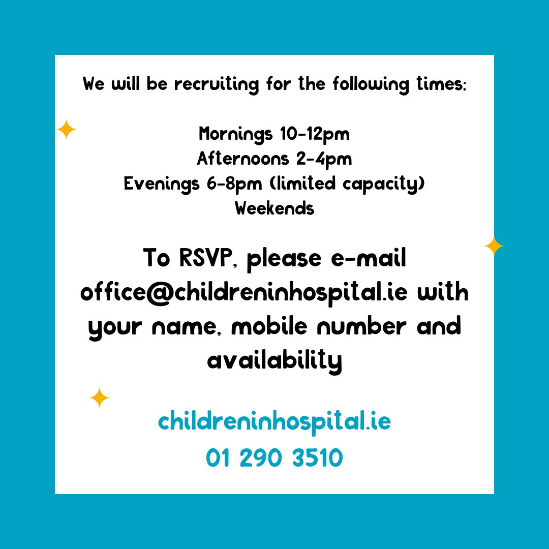 Do you have two to three hours per week to dedicate to play? email info@childreninhospital.ie