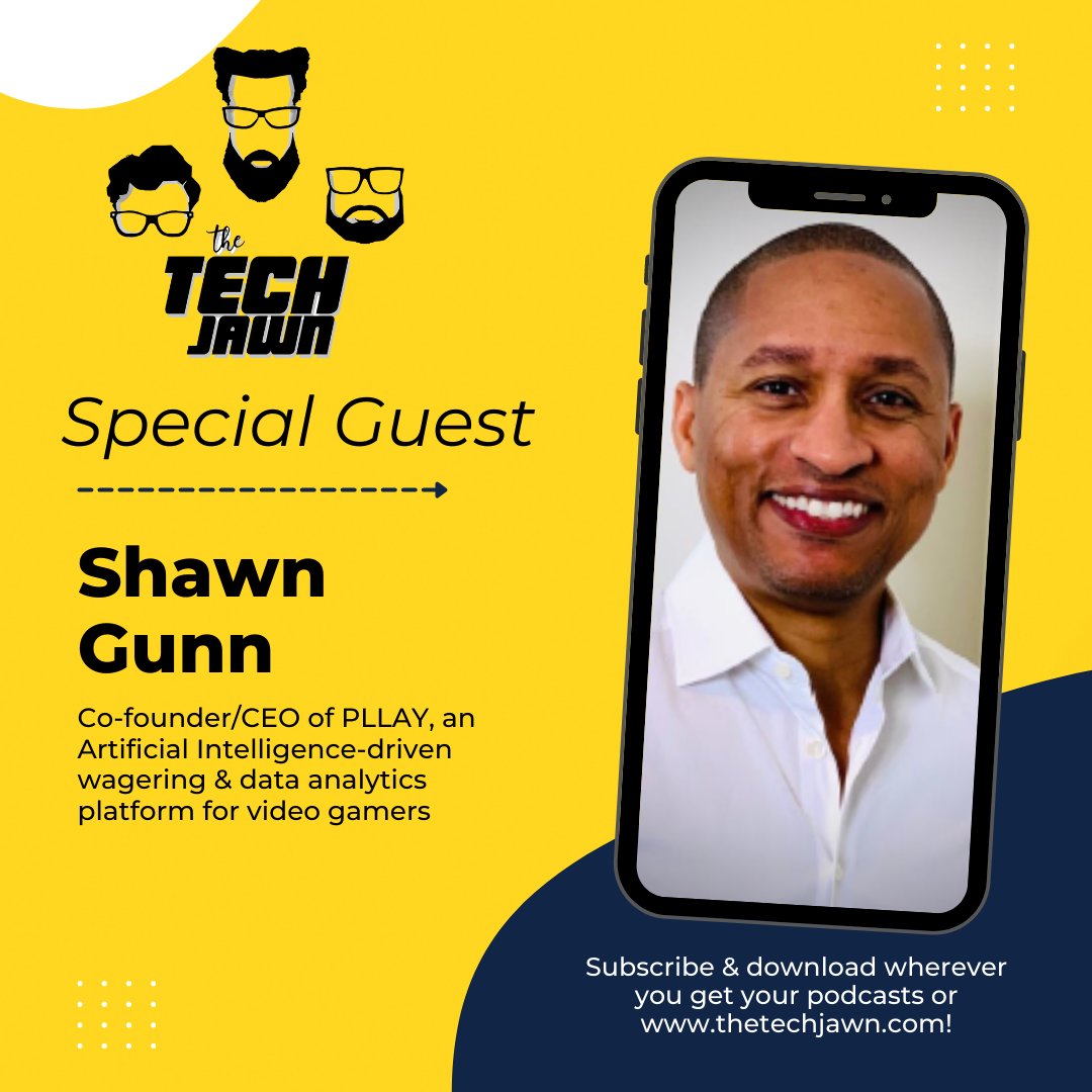 On the next episode of <a href="/TheTechJawn/">The Tech Jawn</a>, Shawn Gunn (<a href="/KingGunn/">Shawn Gunn</a>), co-founder and CEO of <a href="/PLLAY/">nilmar</a>, will be joining us to talk everything from being a black founder of a tech startup to multiple Silicon Valley 6x exits.

New episodes air Tuesdays.

linktr.ee/thetechjawn
