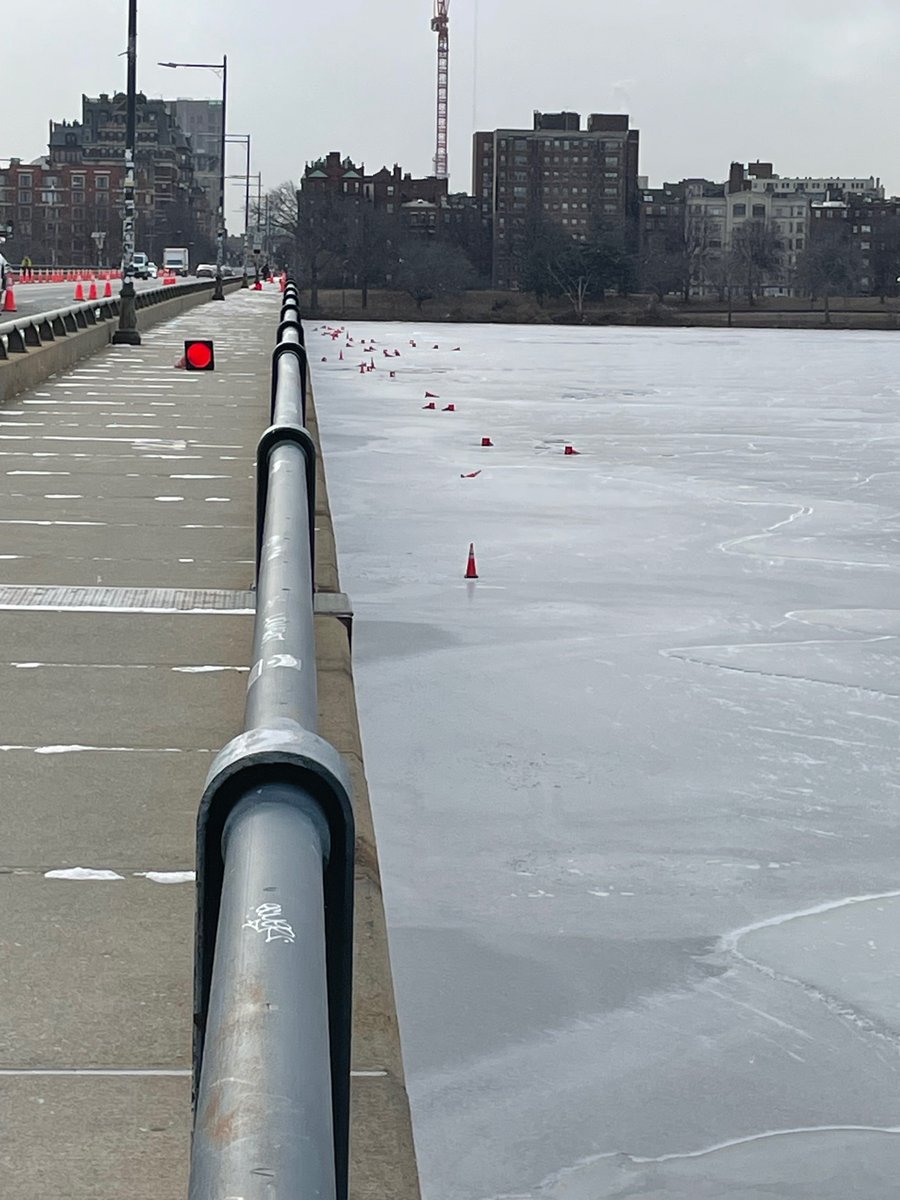 Twice this weekend, vandals went after the <a href="/MassDOT/">Mass. Transportation</a> Mass Ave bike lane pilot and threw traffic cones into the Charles River.  This creates a hazard for all road users and is polluting the Charles.  Anyone with information on this should contact law enforcement.