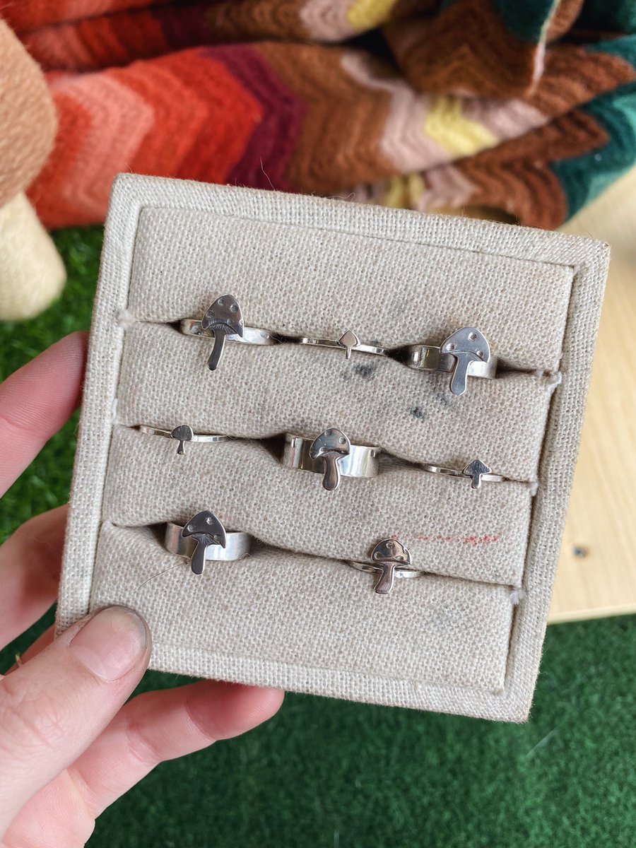 crystalskid's tweet photo. handmade sterling silver mushroom rings 🍄✨ https://t.co/cILlLMgCtY