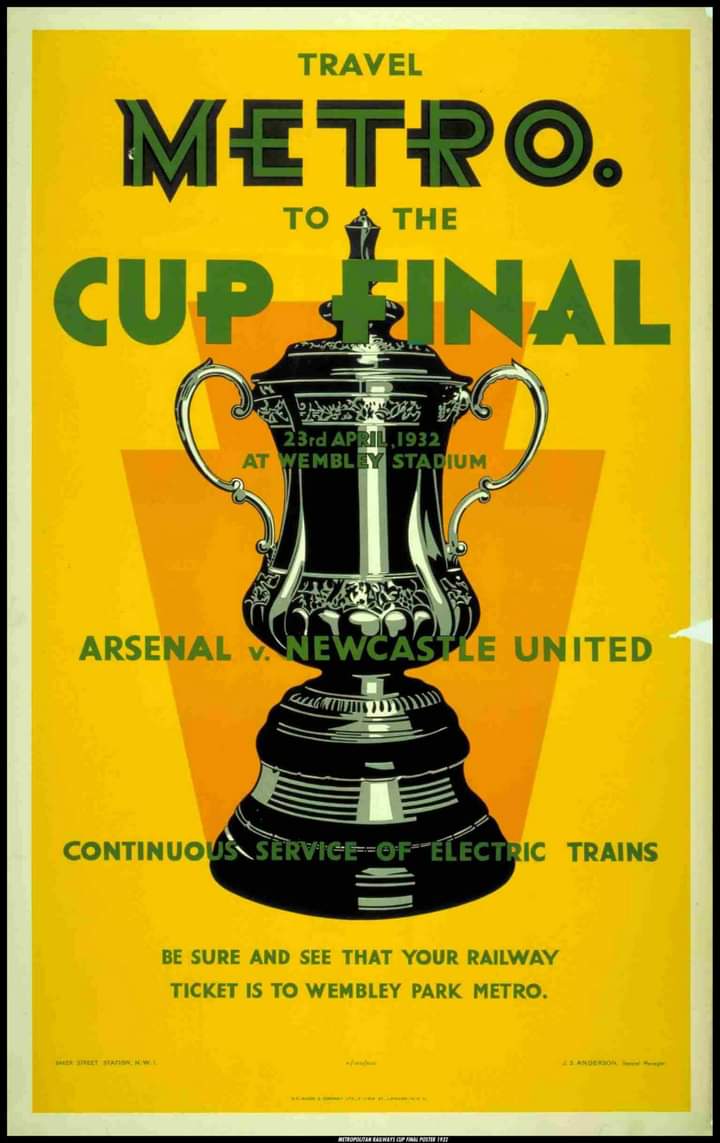 Slipperyd00dah's tweet photo. @MemorabiliaMal 

Railways poster
 for the F.A.Cup final 1932 https://t.co/9I9LA49bFt