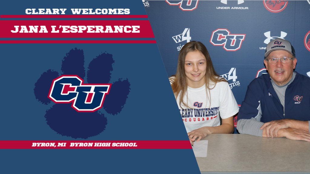 The Cleary Women's Golf team has signed Jana L'Esperance from Byron High School (<a href="/byron_athletics/">Byron Athletics</a>) in Byron, MI to the C/O 2022

Welcome to the Family!