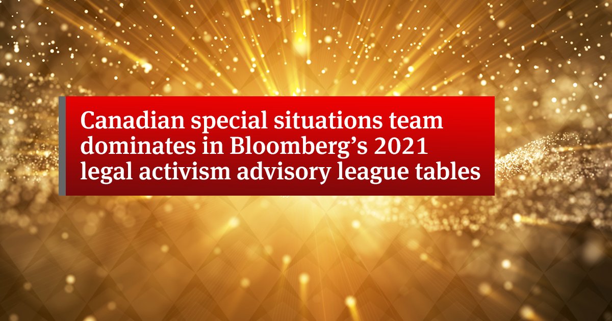 Congratulations to our #specialsituations team on earning the top two spots in Bloomberg’s 2021 activist-side and company-side tables. ow.ly/2aeK50HBN5S