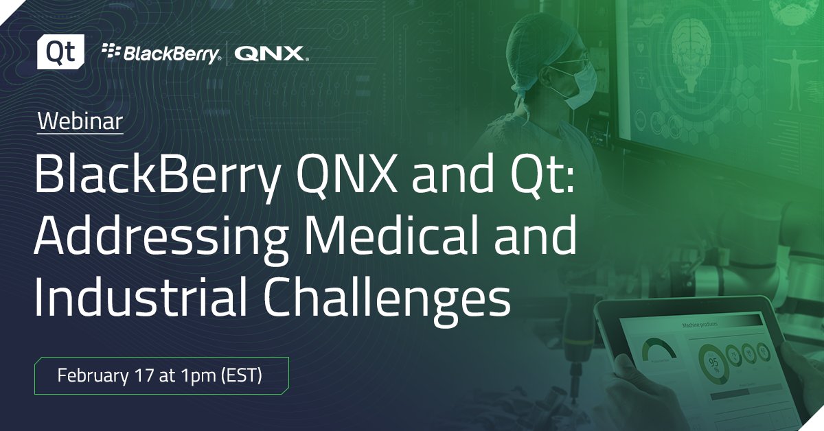 QNX_News's tweet image. Join #BlackBerryQNX and @qtproject on February 17 and learn how to combine the two technologies to create safer and more reliable medical and industrial software. Register now: bit.ly/3rK4GNh

#QtDev #BuiltWithQt