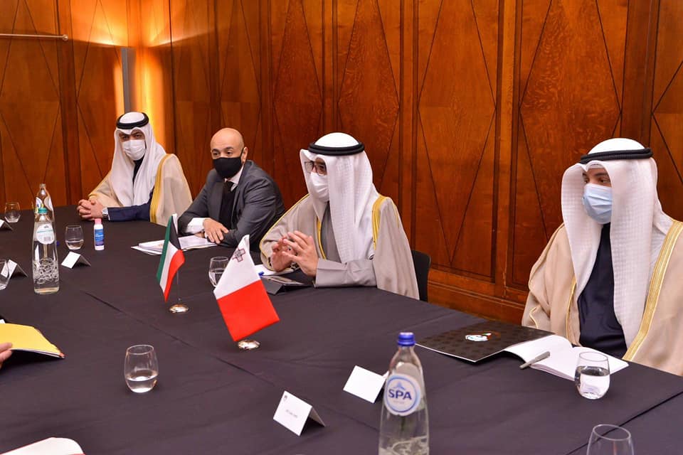 EvaristBartolo's tweet photo. In Brussels with the Minister of Foreign Affairs of Kuwait Sheikh Ahmed Nasser Al-Mohammed Al-Ahmed Al-Jabar Al-Sabah. Discussed how to further strengthen ties between #Malta 🇲🇹 &amp; #Kuwait 🇰🇼 and how we can work together for peace and cooperation in the Med., the Gulf and Africa. https://t.co/07GdDeBkj6