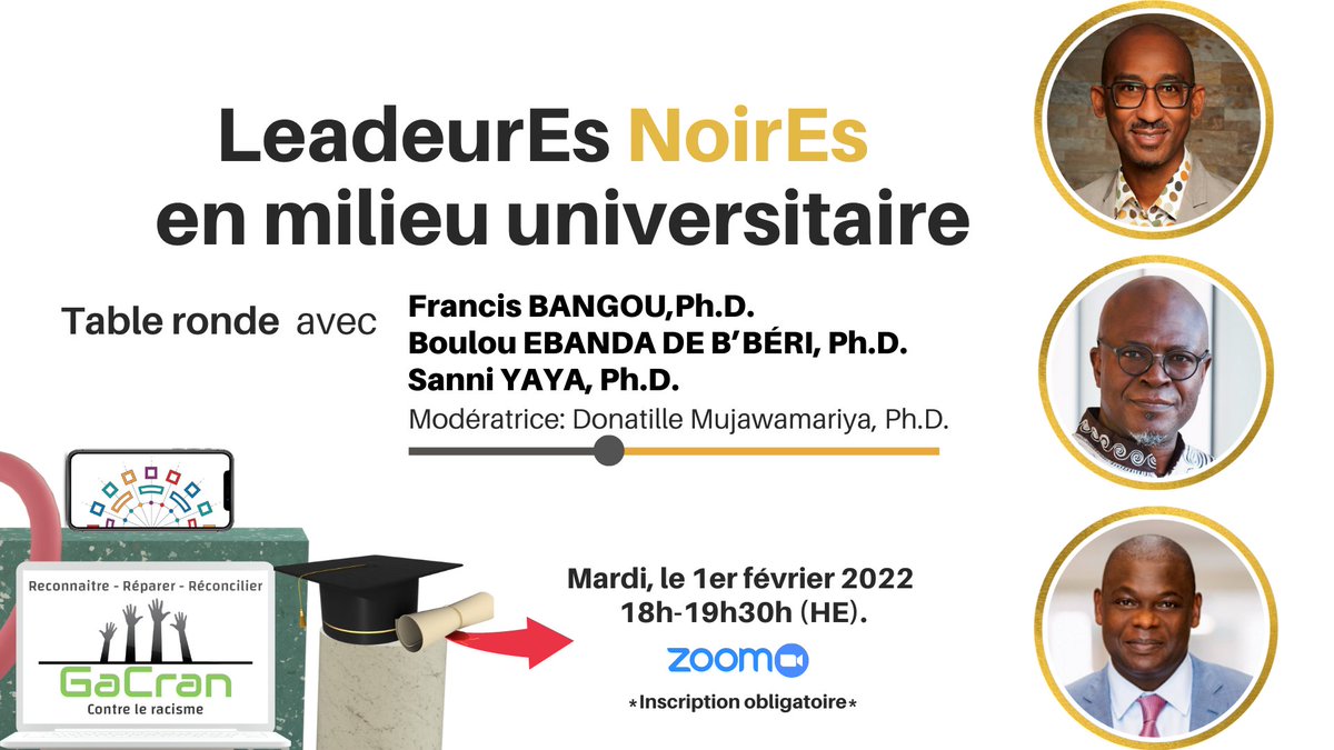 Rejoignez-nous le mardi 1er février pour une table ronde exceptionnelle en compagnie de <a href="/BangouF/">Francis Bangou (il/lui-he/him)</a>, <a href="/muna_bonabedi/">bulu ebanda nya będi (de b'béri)</a> et @SannietYaya ! 

👉Lien d'inscription : uottawa-ca.zoom.us/meeting/regist…
