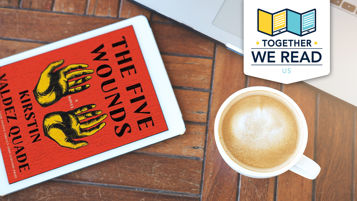 SpCoLibraryDist's tweet photo. Together We Read, a digital book club, starts discussing their next book club pick, "The Five Wounds" by Kirstin Valdez Quade, on 2/7! Download the Libby app, borrow the ebook or audiobook sometime between Feb 7-21, then go here to discuss: https://t.co/4YM0Dtrnp6 https://t.co/s6EJT7Zwlr