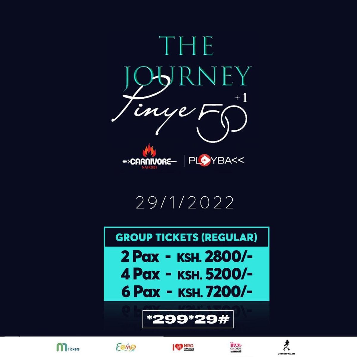 NRGRadioKenya's tweet photo. 30 Years of music 8 DJ's 1 dance floor
Get your dance shoes ready🕺💃
This one is going to be Epic..
Come find out on 29/1/2022
Playback 50+1
Dial *229*29# to get your ticket
5 days to go...
@DjPinye
#Pinye@50
#MusicalJourneyWithPinye
#NRGEventsKE https://t.co/FFaYNlGtsQ
