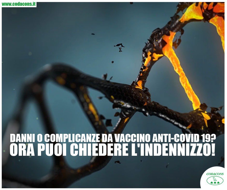 Codacons's tweet photo. Danni e complicanze permanenti correlate alla somministrazione dei vaccini anti #COVID19?

🔍 Ora è possibile chiedere il legittimo indennizzo in favore del soggetto leso, ai sensi della L. 210 del 25 febbraio 1992.

💉 https://t.co/WsHwZFV7F1 https://t.co/k37uMmPXZm