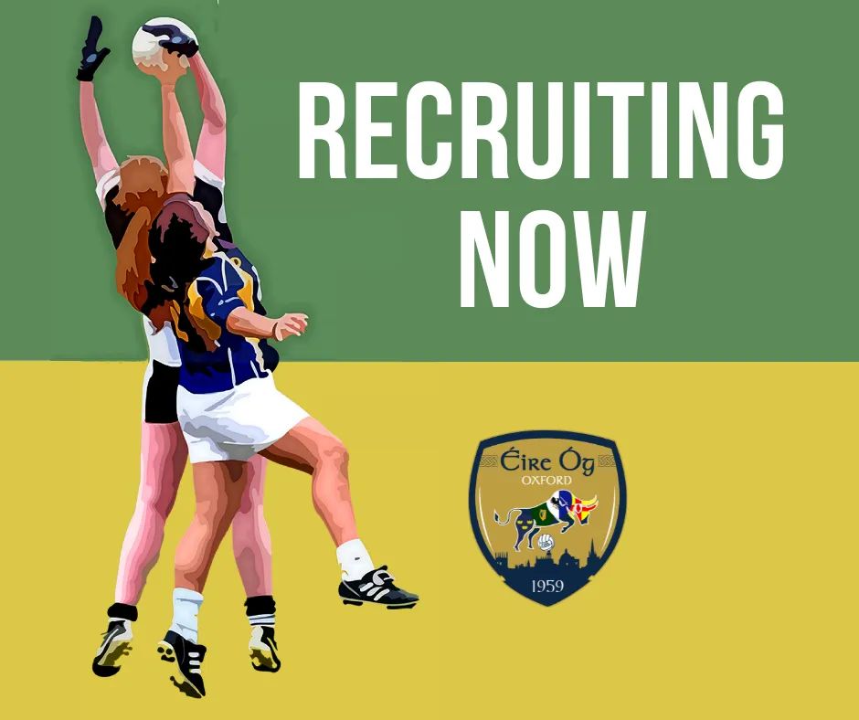 Éire Óg Oxford (@eireogoxford) on Twitter photo We are recruiting for the 2022 season! Senior Men's and Ladies teams. All new players welcome, regardless of experiance! Join our players meeting on Friday or drop us a message for details of pre-season sessions! #eireogoxford We are recruiting for the 2022 season! Senior Men's and Ladies teams. All new players welcome, regardless of experiance! Join our players meeting on Friday or drop us a message for details of pre-season sessions! #eireogoxford