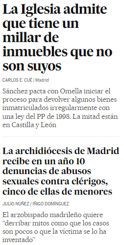 La definició de l'Esglèsia en 2 notícies d'avui no pot ser més ben encertada