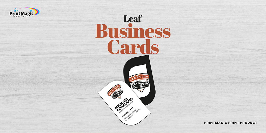 PrintMagicUS's tweet photo. Give your regular #businesscard a custom shape with our Leaf Business Cards. Get 15% off on printing + use additional 'TAKE5' coupon code on checkout. Visit  https://t.co/kUGcAvQCNa for details. https://t.co/55oZgDE4qu