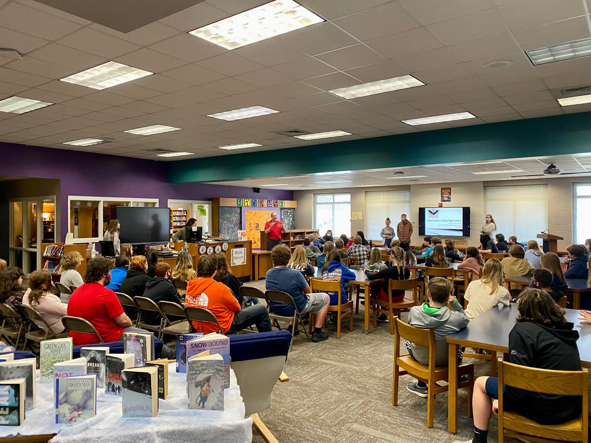 We are happy to have @SECHSFalcons  speaking with our eighth graders today!