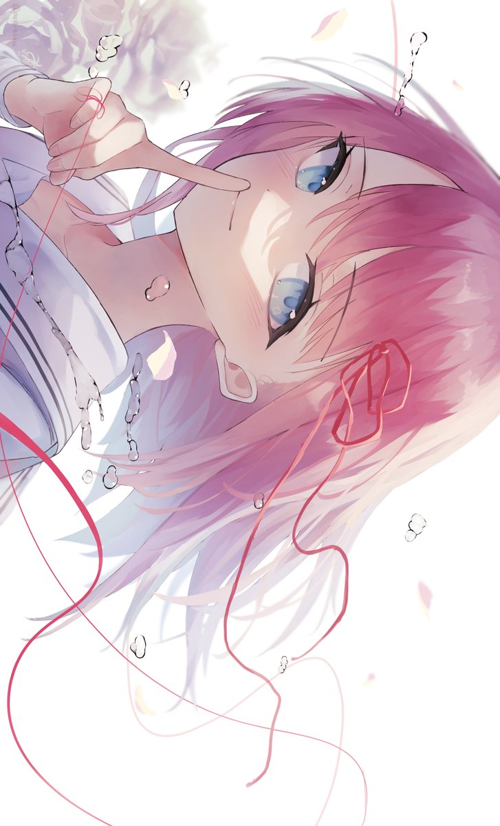 1girl string of fate solo pink hair blue eyes string looking at viewer  illustration images