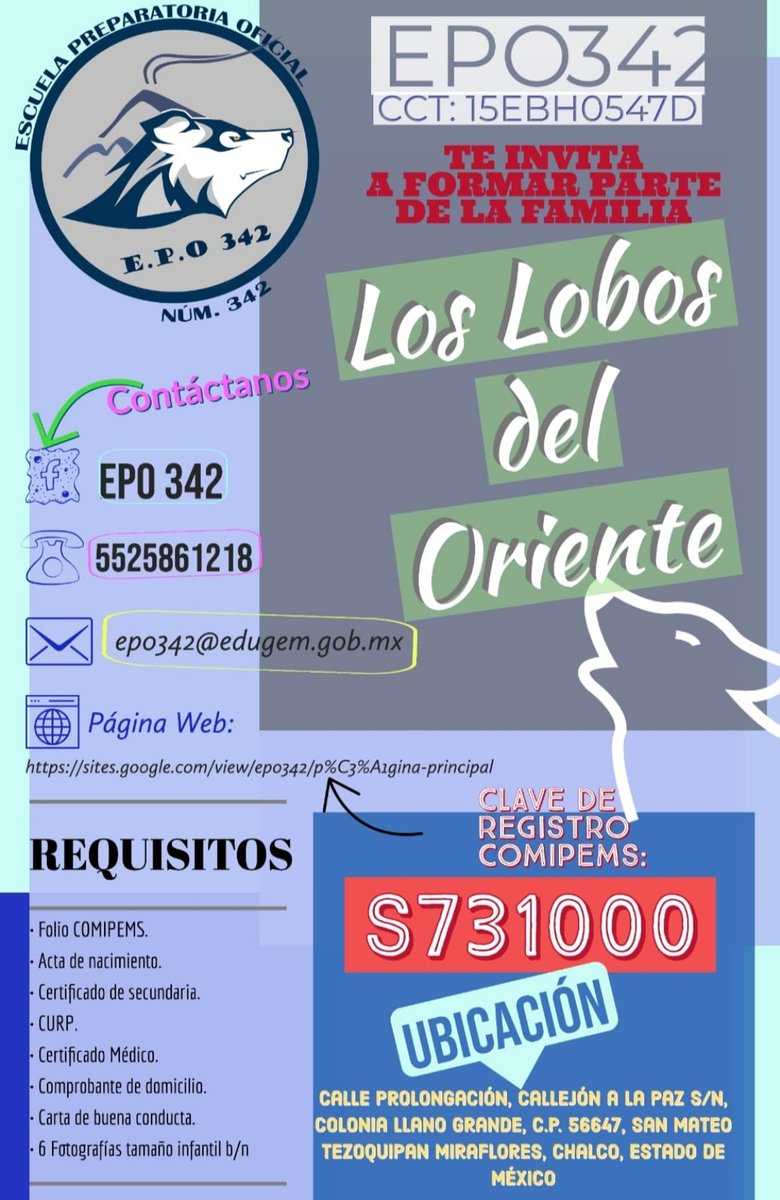 IvFenix's tweet photo. La Epo 342 te invita a formar parte de su comunidad escolar, #Lobos342 https://t.co/PUniwul01b